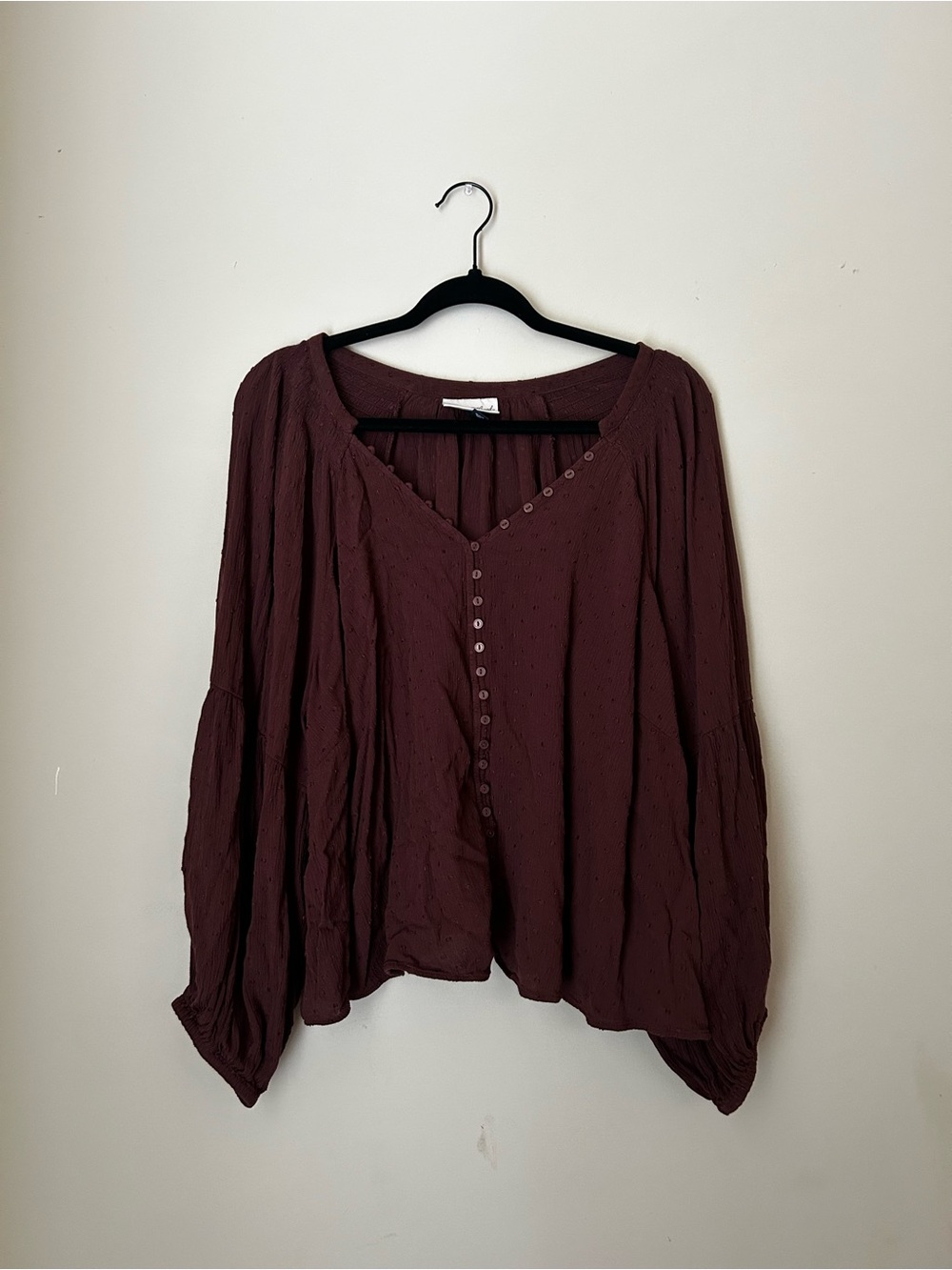 Universal Thread Plum Button-Front Peasant Blouse